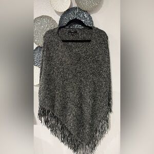 Nine West Charcoal Fringe Poncho